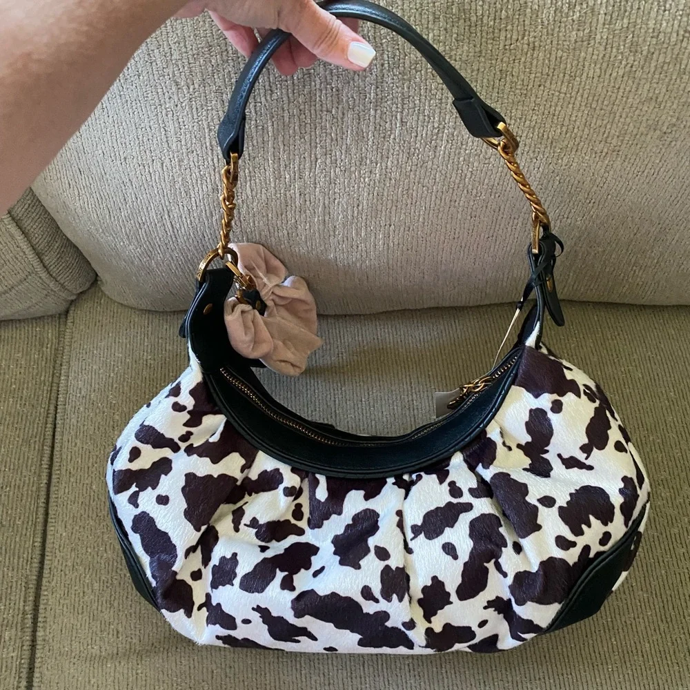 Juicy Couture Romance Cow Hobo Purse - Black & White